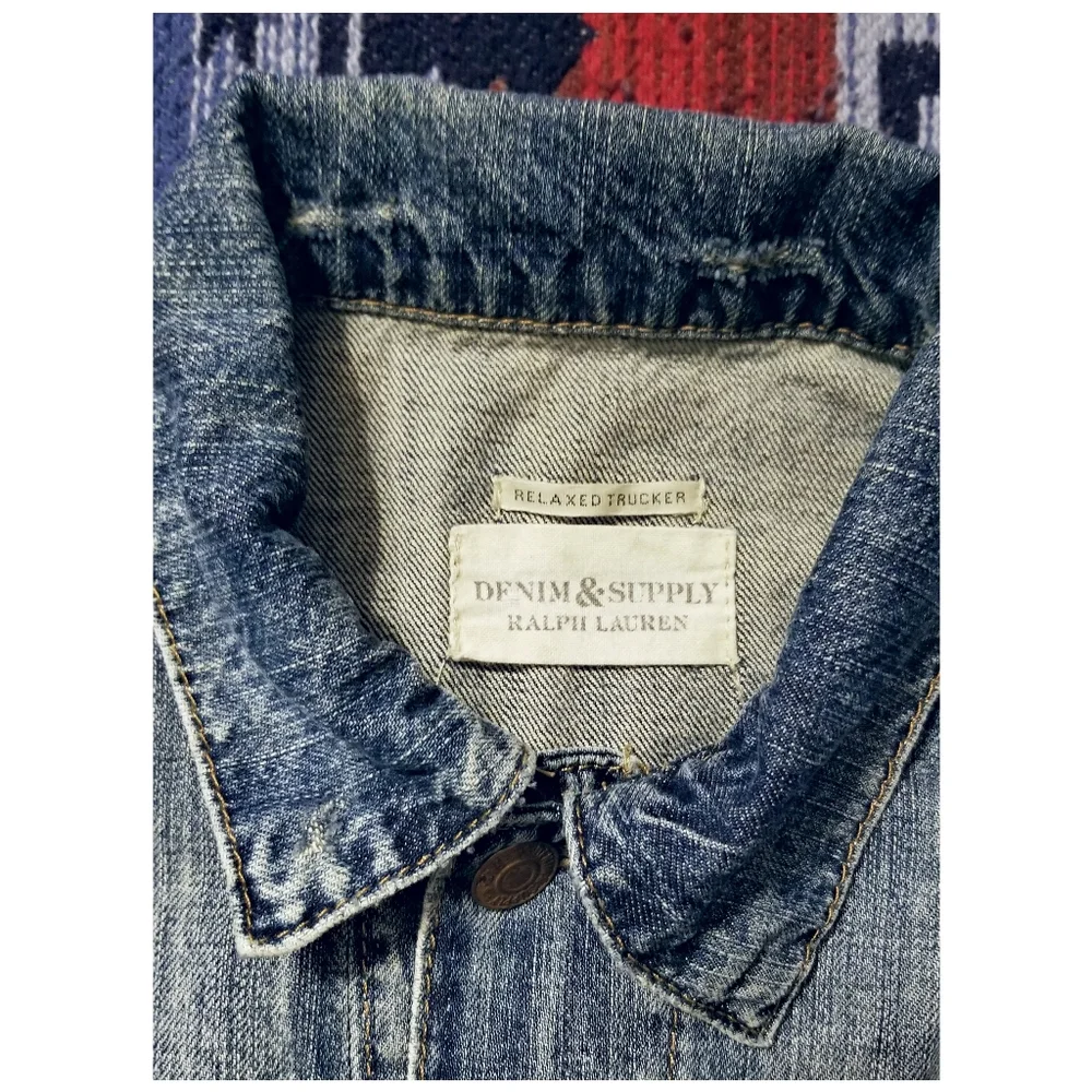RALPH LAUREN D & S DISTRESSED/ REPAIRED DENIM JACKET- WOMEN'S SIZE SMALL - Picture 7 of 12